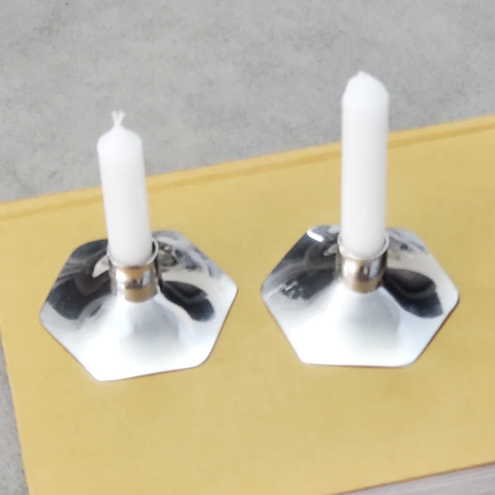 James R. Gagnon Signed Pewter Candle Holder Set, VINTAGE, Maker Featured Cartier